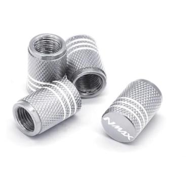 Imagem de Tampas de haste de válvula de pneu de roda de alumínio CNC Capas herméticas acessórios de motocicleta compatíveis com Y&AMAHA NMAX 155 125 NMAX155 NMAX125 NMAX150 (prata 2 pares)
