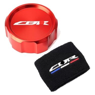 Imagem de Compatível com CBR 1000RR 1000 RR 2005-2018 Tampa de enchimento de óleo de motocicleta cilindro mestre tampa de reservatório de fluido de freio meia CBR1000RR (conjunto de 2 peças vermelho)