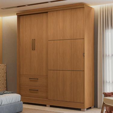 Imagem de Guarda-Roupa Casal Baume 3 Portas 2 Gavetas Canela - Kappesberg