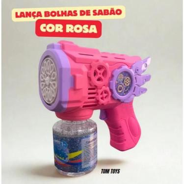 Imagem de Brinquedo Lança Bolhas Sabão Arminha Automática Luz Azul e Rosa - Sem 