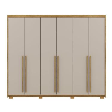 Imagem de Guarda-roupa Casal 6 Portas 3 Gavetas 100% Mdf Dukai Nature-fendi
