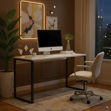 Imagem de Escrivaninha Mesa Home Office Estilo Industrial Gamer Madeira Estrutur