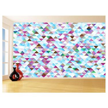 Imagem de Papel De Parede Geométrico Triângulo Azul Rosa 3,5M Gmt18