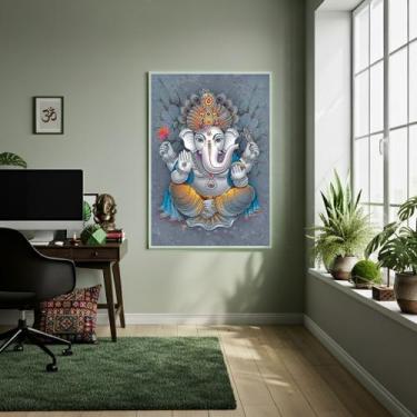 Imagem de Quadro Decorativo Ganesha Fundo Cinza - 70x50cm - Quadros On-line, Mol