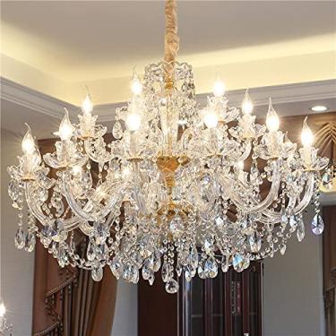 Imagem de luminária Lustre de Cristal Dourado Sala de Jantar Lustre de Cristal Boêmio para Sala de Estar Luminárias Penduradas Decorativas (Tamanho: Lustre de 8 Luzes) (Lustre Dourado de 8 luzes) lust