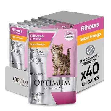 Imagem de Pack Ração Úmida Optimum Sachê para Gatos Filhotes Frango 85 g - 40 unidadaes