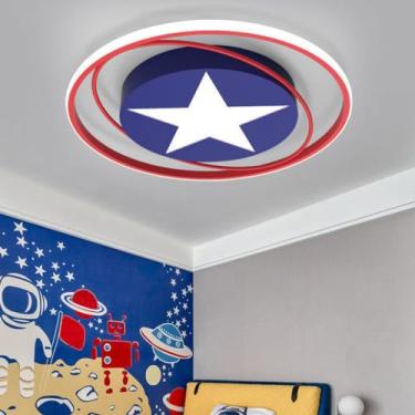 Imagem de Luminária de teto LED para quarto infantil, meninos, lâmpada estrela azul, regulável, quarto de bebê, luz de teto criativa de acrílico com controle remoto, 50 cm, desenho animado moderno, ov