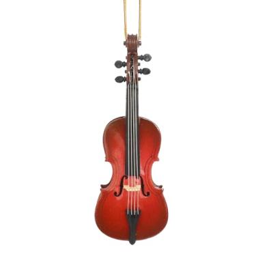 Imagem de Dselvgvu Cordas de madeira de 12 cm miniatura para pendurar violoncelo ornamento mini instrumento musical réplica presentes de Natal árvore de férias decoração de casa modelo de ornamento (violoncelo