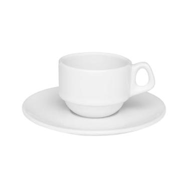 Imagem de Xícara de Cafezinho Empilhável 75ml com pires Oxford, 6 Peças