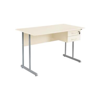 Imagem de Mesa de Trabalho c/ 2 gavetas 1500x600mm Ovo/cinza Mdf 15mm - SchoolCe