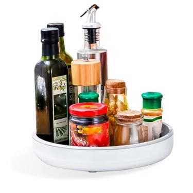 Imagem de Bandeja Giratória Organizadora, 30 cm, Branca, para Temperos e Condimentos, Base Rotativa 360°