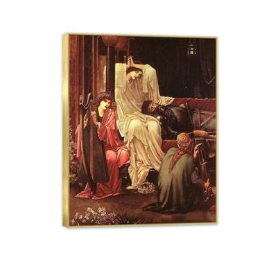 Imagem de SDYJ6GSW Edward Burne Jones Arte de parede O Último Sono de Arthur em Avalon Pôster Famosas Pinturas Reprodução Romantismo Pictures Decoração de parede Edward Burne Jones Decoração de casa 90 x 70 cm