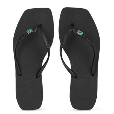 Imagem de Chinelo Brizza Arezzo Bico Quadrado Square Brasil Preto - Feminino - 33/34 - Preto