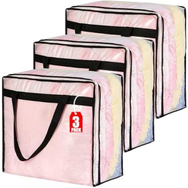 Imagem de MKOKYD Sacos de armazenamento transparentes de 40L para cobertor, roupas, edredom, roupa de cama, lençol, travesseiro - organizadores de armário e recipientes de armazenamento, bolsa de armazenamento