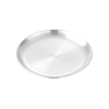 Imagem de SEEK RARE Bandejas decorativas de aço inoxidável de 30 cm, bandejas redondas de sobremesa para cozinha, festa de casamento, mesa de café, prata