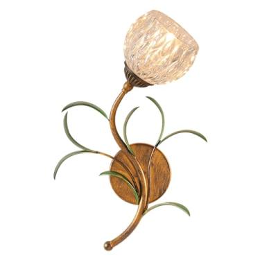 Imagem de Luminária de parede de arte francesa, arandela de parede com design vintage de galhos e folhas, abajur em cristal transparente/vidro fosco, decoração floral de meados do século, luminária de