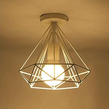 Imagem de Luminária de teto V-intage Hallway Semi-Flush Mount Cage Quarto Vestiário Sala de estar Corredor Luminária de teto geométrica -/Soquete, Luzes de parede de vela (Branco)