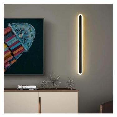 Imagem de - Luminária de parede LED de tira longa Iluminação interna Sala de estar Corredor Quarto Decoração Varanda Arandelas Luzes, Luminária pendente de teto LED, Preto-L60cm