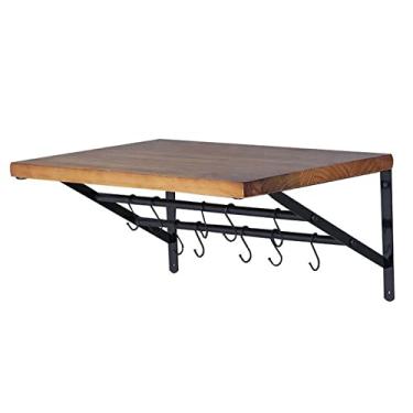 Imagem de Prateleiras flutuantes montadas na parede, prateleiras de armazenamento de parede de madeira rústica de fazenda, para sala de estar, quarto, cozinha, banheiro, escritório