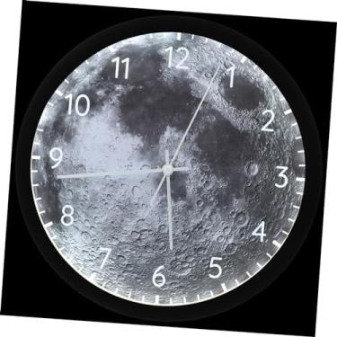 Imagem de TLTDSMY Relógio de parede com controle de som de lua, decoração de parede, bateria, decorativo, decoração de lua, relógio sonoro, decorações brilhantes, relógios de parede, relógio digital infantil