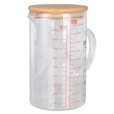 Imagem de Copo medidor de vidro transparente, copo medidor de vidro com tampa copo medidor com balanças de medição e bico para cozinha ou restaurante (2GG)