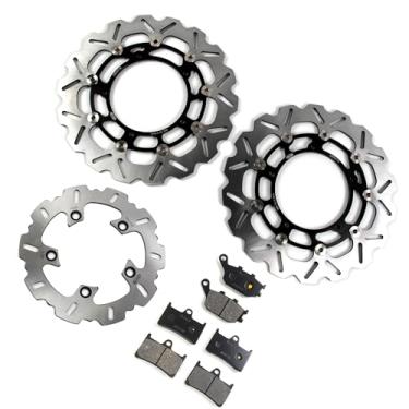 Imagem de Rotores e pastilhas de disco de freio dianteiro traseiro Arashi para Yamaha YZF R6 2005-2016, acessórios de substituição de motocicleta pretos