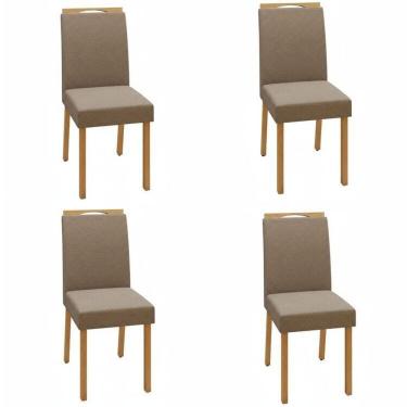 Imagem de Conjunto 4 Cadeiras para Sala de Jantar Pés Madeira Maciça Lunen