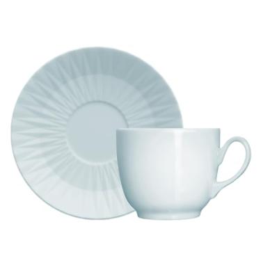 Imagem de Germer, Conjunto de xícara e pires para café em porcelana, modelo Diamante, 75 ml, 12 unidades (6 conjuntos), Azul