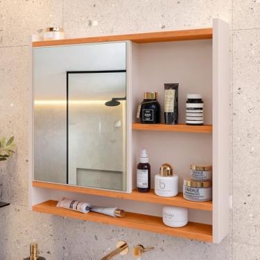 Imagem de Armário De Banheiro Aéreo Espelheira Aqua 1 Portas Cores (AQUA Off/Cinamomo)