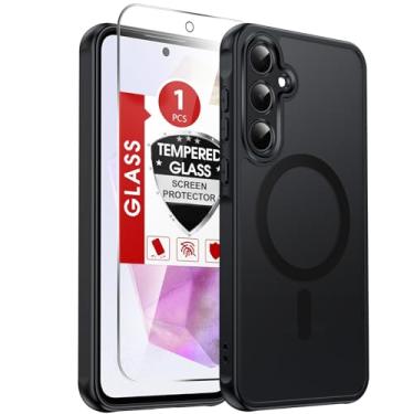 Imagem de LeYi Capa para celular Galaxy A35-5G: Capa compatível com Samsung A35 5G [Mag-Safe Fit] com protetor de tela, película fosca translúcida de toque suave e proteção de nível militar Funda para A 35