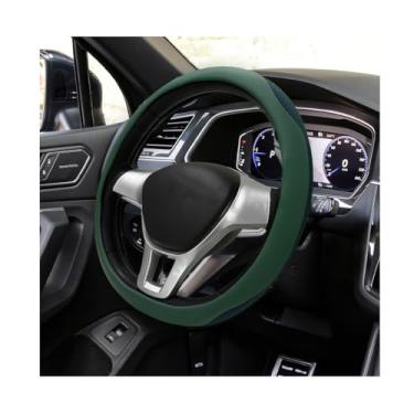 Imagem de MTRPS Capa de volante de carro, envoltório de roda de couro respirável de seda gelo com forro antiderrapante, protetor elástico resistente a arranhões adequado para volantes de 35 a 38 cm (verde)