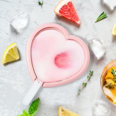 Imagem de Moldes de picolé, moldes reutilizáveis de silicone de fácil liberação para picolé, máquina de sorvete caseira com palitos (rosa)