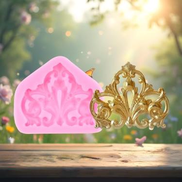 Imagem de Moldes de silicone estilo barroco Curlicues Scroll Lace Fondant Moldes para decoração de bolos, topo de cupcake, pasta de goma de chocolate, argila de polímero