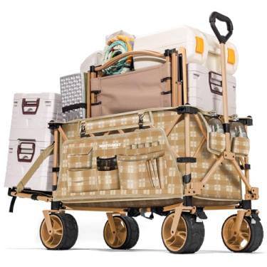 Imagem de Whitsunday Vagão dobrável dobrável com porta traseira, vagões de praia utilitários resistentes com rodas todo-o-terreno para acampamento, jardim, esportes amarelo