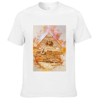 Imagem de Camiseta masculina Esfinge Piramide Watercolor Arte