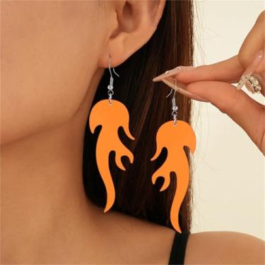 Imagem de Brincos de fogo de chama para mulheres, leve, acrílico, punk, elemento fogo, exagerado, Halloween, cosplay, festa, bijuteria, Middle, Acrílico, Sem pedra preciosa
