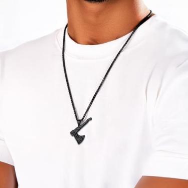 Imagem de Colar para homens e mulheres, pingente de fé de aço inoxidável, Sebastian, machados, cruz, árvore da vida, pingente religioso, minúsculo, colar com pingente de fé, One Size, Aço inoxidável, Sem Pedra