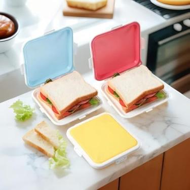Imagem de Sandwich Keeper Silicone 1 peça - Caixa Bento quadrada para adultos, 15 x 15 cm, segura para calor e congelador, rosa