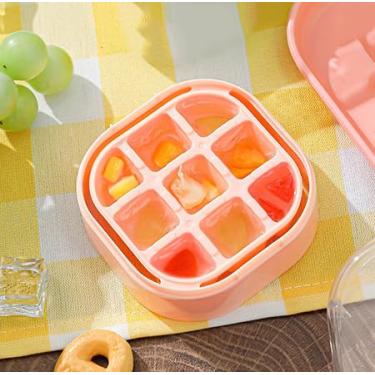 Imagem de Cavities Mini molde de bloco de gelo com caixa reutilizável para freezer, bandeja portátil de fabricação de gelo de grau alimentício, pressione para liberar para suco de água com gás, café gelado