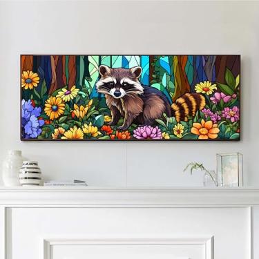 Imagem de VAIIEYO Kits de arte de diamante grande para adultos, guaxinim, animal de arte de diamante, kits de pintura de diamante grande, tela de artesanato de strass redondo para decoração de parede de casa