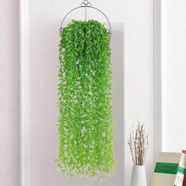 Imagem de 3 peças de planta artificial hera planta falsa vermelho verde salgueiro videira ao ar livre DIY jardim parede festa de casamento decoração de casa, 1 m (cauda verde)