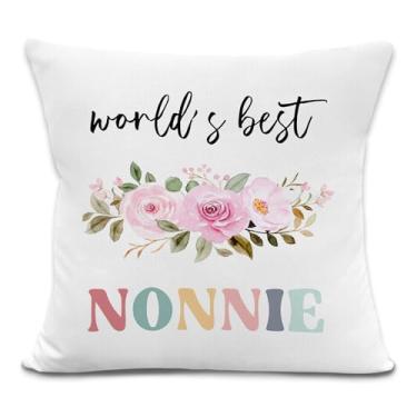 Imagem de laveliabel World's Best Nonnie Capas de almofada 45,7 x 45,7 cm, para vovó, presentes de nonnie, capas de almofada decorativas, fronhas para presente de avó, capa de almofada para casa, sofá