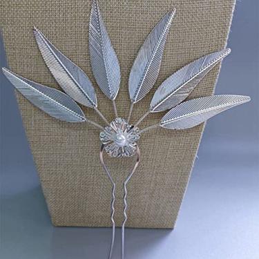 Imagem de Palitos de cabelo de metal antigo clássico em forma de U ferramenta de design de penteado folha minorias étnicas acessórios de cabelo (C)