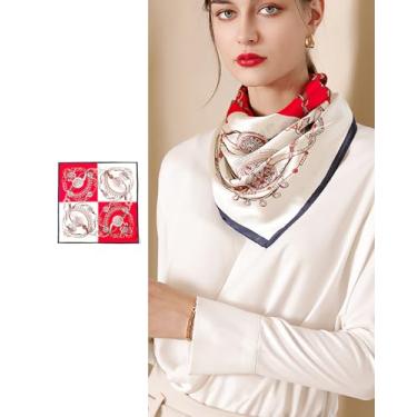 Imagem de Cachecol feminino texturizado de seda elegante faixa de cabeça de cetim 58 × 58 cm, Vermelho, 58cm * 58cm