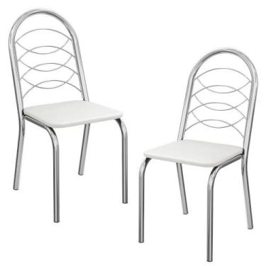 Imagem de Kit 2 Cadeiras Kappesberg Cromada 2C009CR material sintético Branco