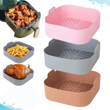 Imagem de 2X 03 Forma Silicone Air Fryer Reutilizavel Protetor 20Cm