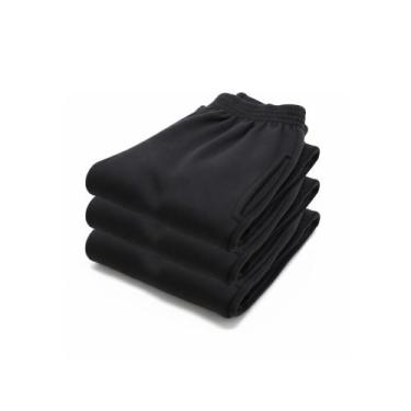 Imagem de Kit de 3 Calças de Moletom Pretas com Costura Reforçada e Bolsos Later