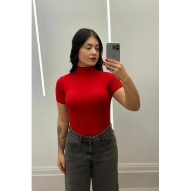 Imagem de Blusa Cacharrel Feminina Básica Gola Alta Manga Curta Conforto - Cacha