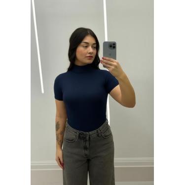 Imagem de Blusa Cacharrel Feminina Básica Gola Alta Manga Curta Conforto - Cacha