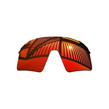 Imagem de MYCOURAG Lentes de reposição polarizadas com proteção UV para óculos de sol Oakley Stunt Wing OO9519 – Vermelho fogo espelhado revestido polarizado